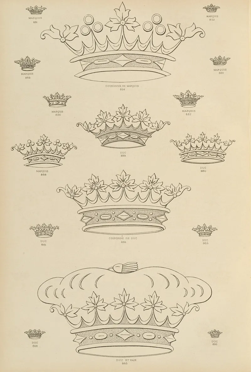 Album De Chiffres Monogrammes Couronnes De Noblesse Françaises Et Etrangeres Pl 080 Wall Art by Ch Crouvezier - High-Resolution Digital Print