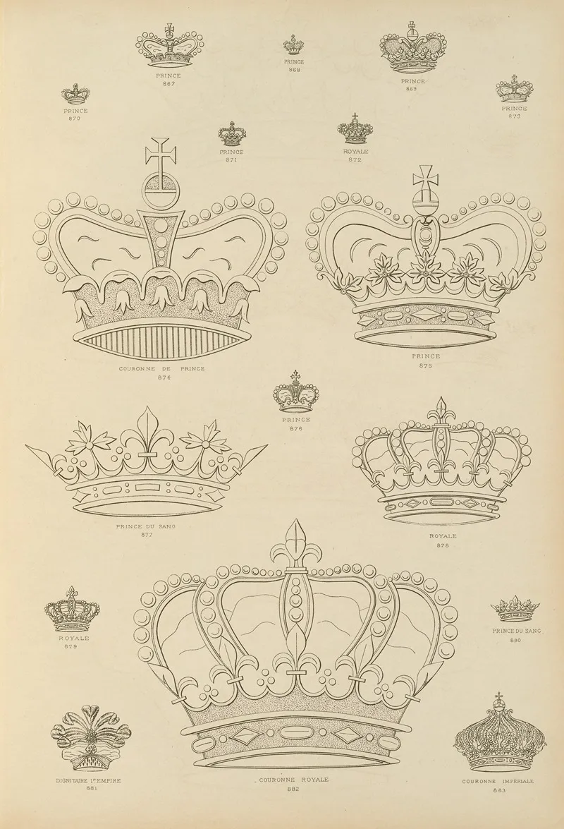Album De Chiffres Monogrammes Couronnes De Noblesse Françaises Et Etrangeres Pl 081 Wall Art by Ch Crouvezier - High-Resolution Digital Print