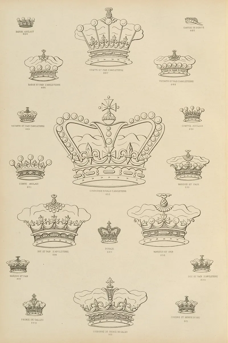 Album De Chiffres Monogrammes Couronnes De Noblesse Françaises Et Etrangeres Pl 082 Wall Art by Ch Crouvezier - High-Resolution Digital Print