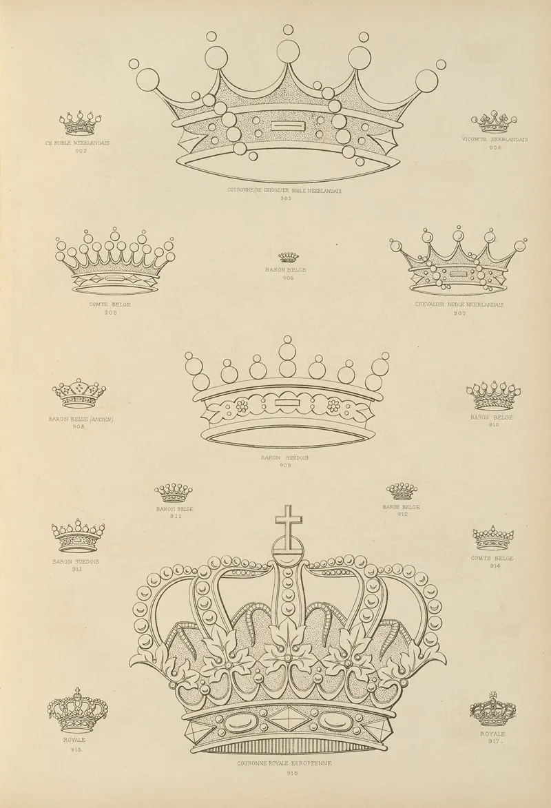 Album De Chiffres Monogrammes Couronnes De Noblesse Françaises Et Etrangeres Pl 083 Wall Art by Ch Crouvezier - High-Resolution Digital Print