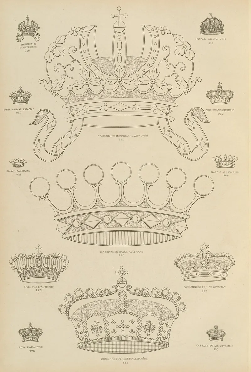Album De Chiffres Monogrammes Couronnes De Noblesse Françaises Et Etrangeres Pl 084 Wall Art by Ch Crouvezier - High-Resolution Digital Print