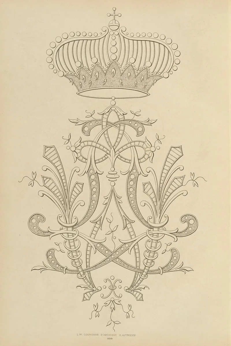 Album De Chiffres Monogrammes Couronnes De Noblesse Françaises Et Etrangeres Pl 092 Wall Art by Ch Crouvezier - High-Resolution Digital Print