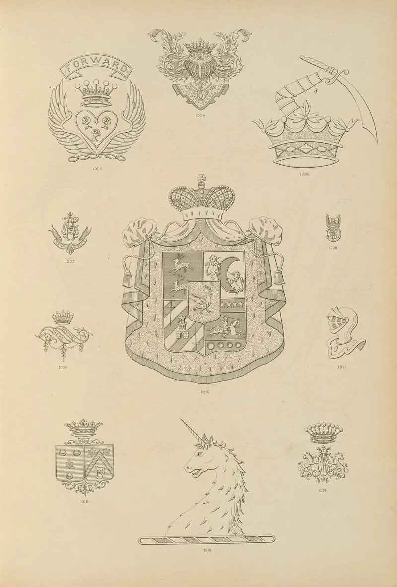 Album De Chiffres Monogrammes Couronnes De Noblesse Françaises Et Etrangeres Pl 095 Wall Art by Ch Crouvezier - High-Resolution Digital Print