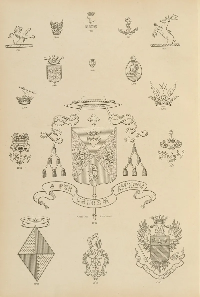 Album De Chiffres Monogrammes Couronnes De Noblesse Françaises Et Etrangeres Pl 096 Wall Art by Ch Crouvezier - High-Resolution Digital Print