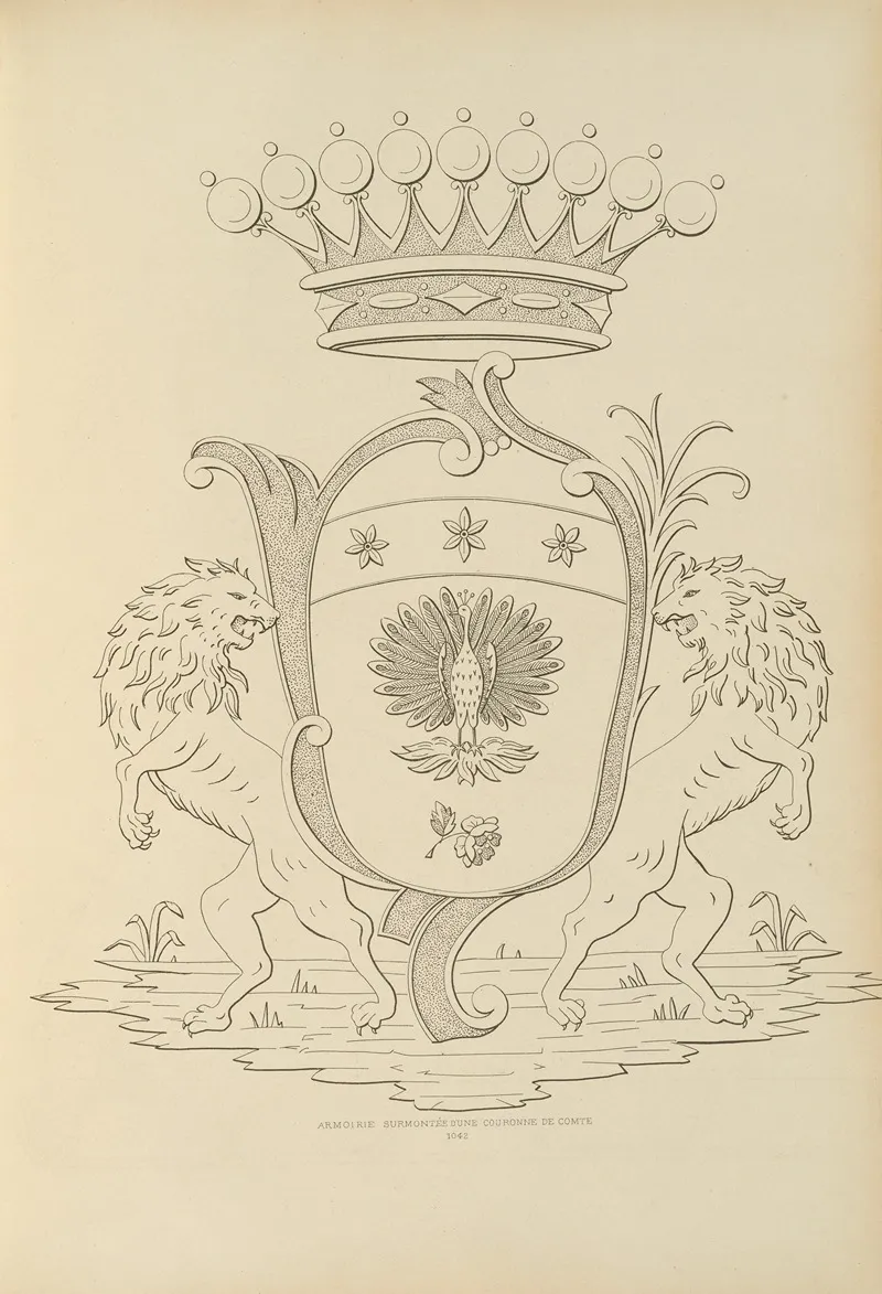 Album De Chiffres Monogrammes Couronnes De Noblesse Françaises Et Etrangeres Pl 099 Wall Art by Ch Crouvezier - High-Resolution Digital Print