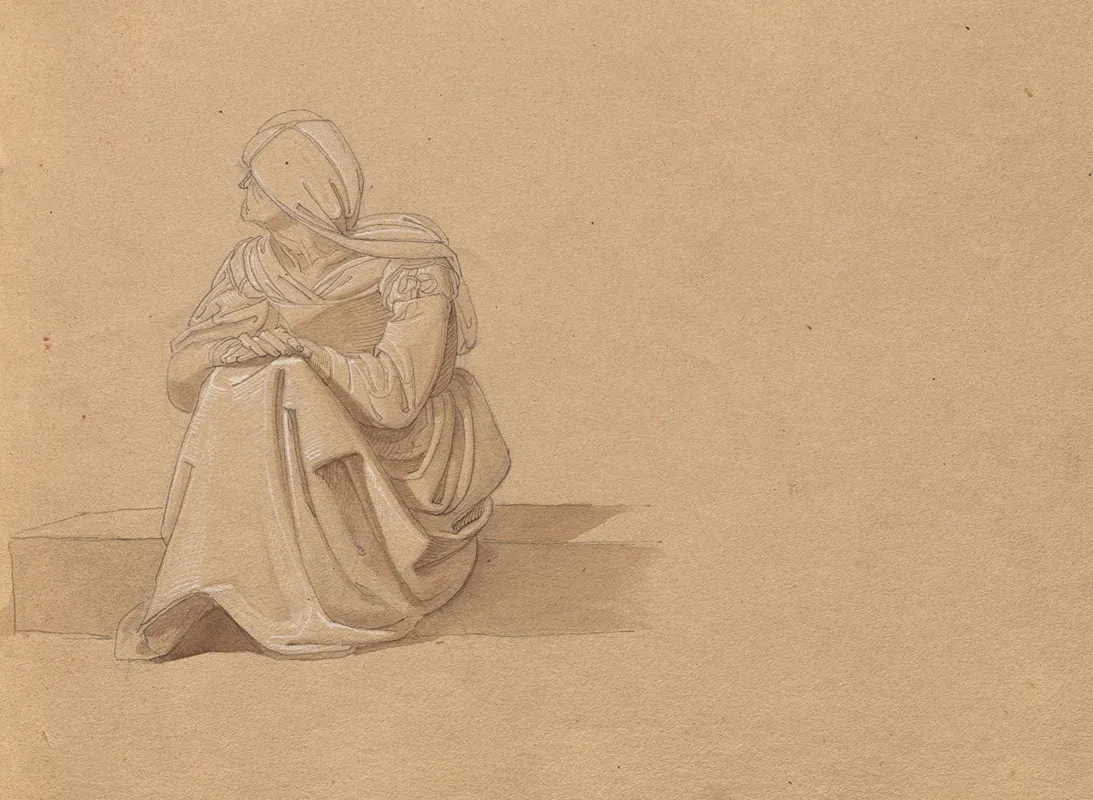 Album With Views Of Rome And Surroundings Landscape Studies Page 19a Seated Female Figure