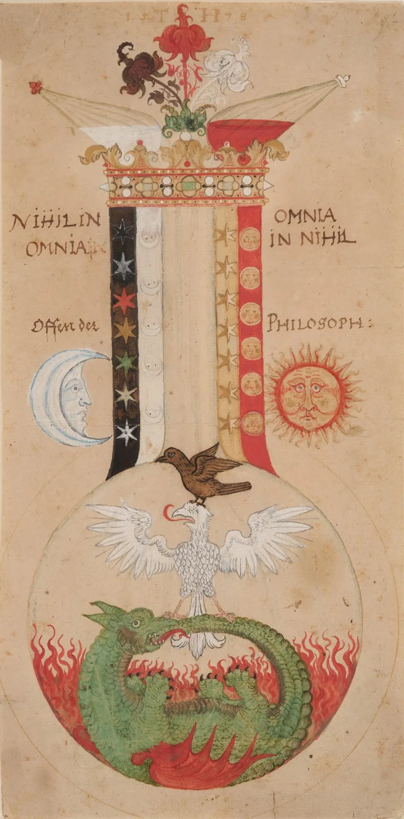 Alchemical Image From Aurora Consurgens Showing An Ouroboros Eagle And Dove In A Receptacle Wall Art by Bibliotheca Philosophica Hermetica - High-Resolution Digital Print