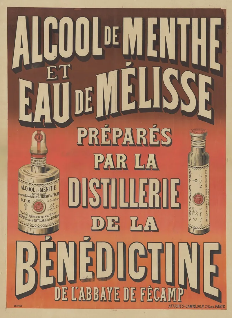 Alcool De Menthe Et Eau De Melisse Prepares Par La Distillerie De La Benedictine De Labbaye De Fecamp Wall Art by Imp. Camis - High-Resolution Digital Print