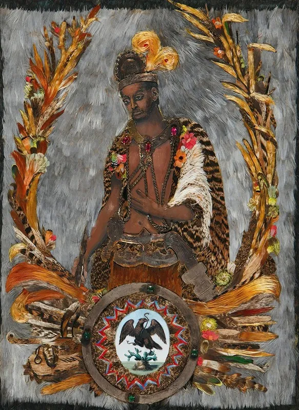 Alegoria De La Patria Con Retrato Del Emperador Moctezuma Wall Art by Mexican School - High-Resolution Digital Print