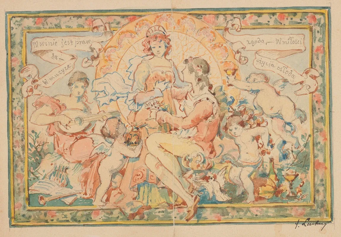Alegoria Milosci I Muzyki Projekt Kurtyny Dla Teatru Miejskiego We Lwowie Wall Art by Fryderyk Lachner - High-Resolution Digital Print