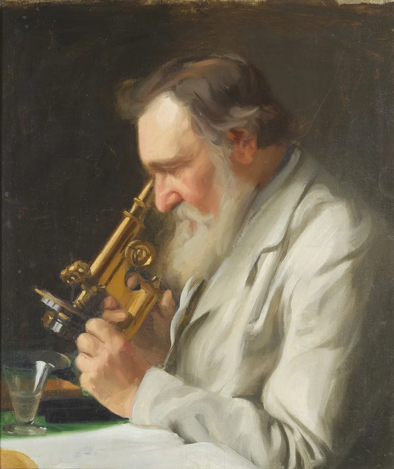 Alex Niskov With A Microscope