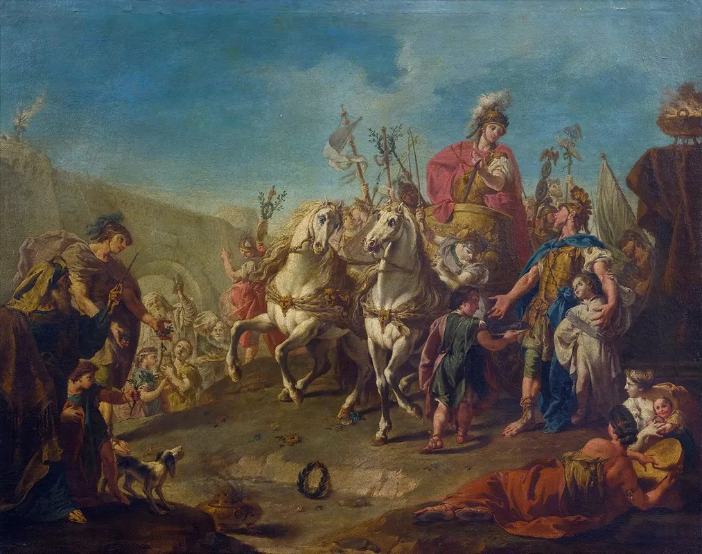 Alexander Triumphant In Babylon Wall Art by Giovanni Battista Pittoni - High-Resolution Digital Print