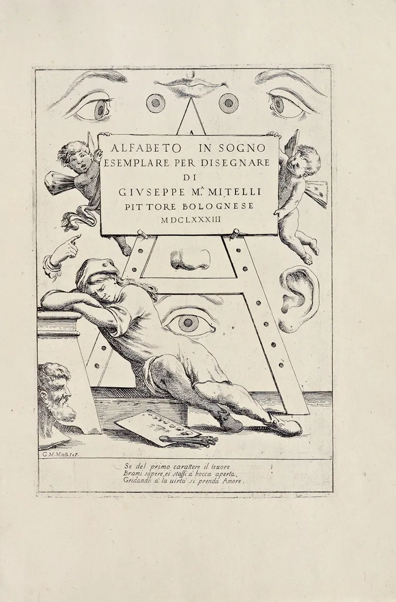 Alfabeto In Sogno Pl 01 Wall Art by Giuseppe Maria Mitelli - High-Resolution Digital Print