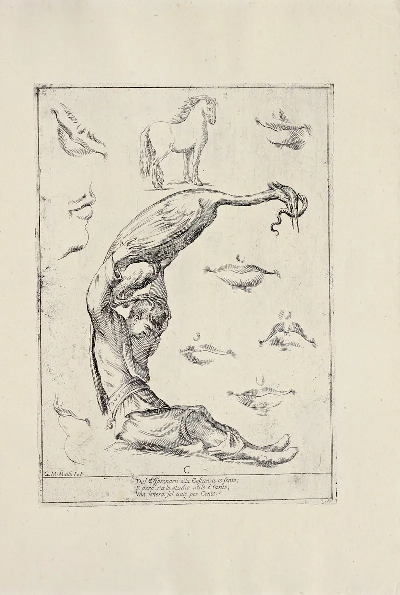 Alfabeto In Sogno Pl 04 Wall Art by Giuseppe Maria Mitelli - High-Resolution Digital Print