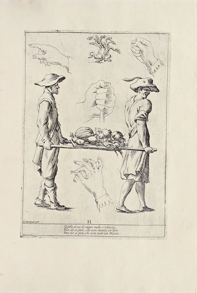 Alfabeto In Sogno Pl 09 Wall Art by Giuseppe Maria Mitelli - High-Resolution Digital Print