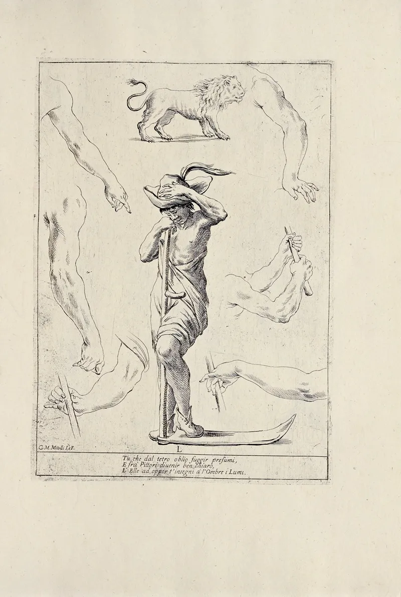 Alfabeto In Sogno Pl 12 Wall Art by Giuseppe Maria Mitelli - High-Resolution Digital Print