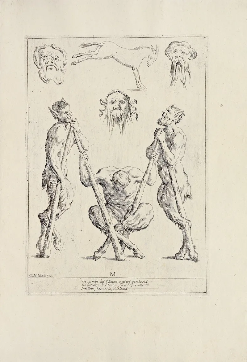 Alfabeto In Sogno Pl 13 Wall Art by Giuseppe Maria Mitelli - High-Resolution Digital Print