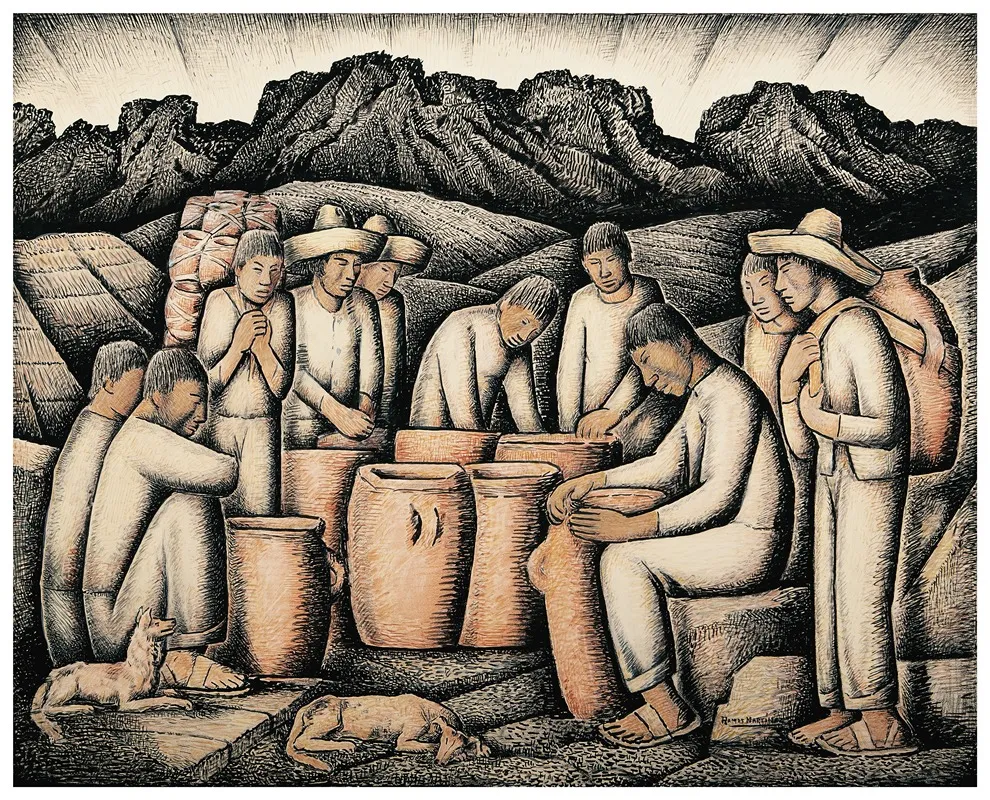 Alfareros 2 Wall Art by Alfredo Ramos Martínez - High-Resolution Digital Print