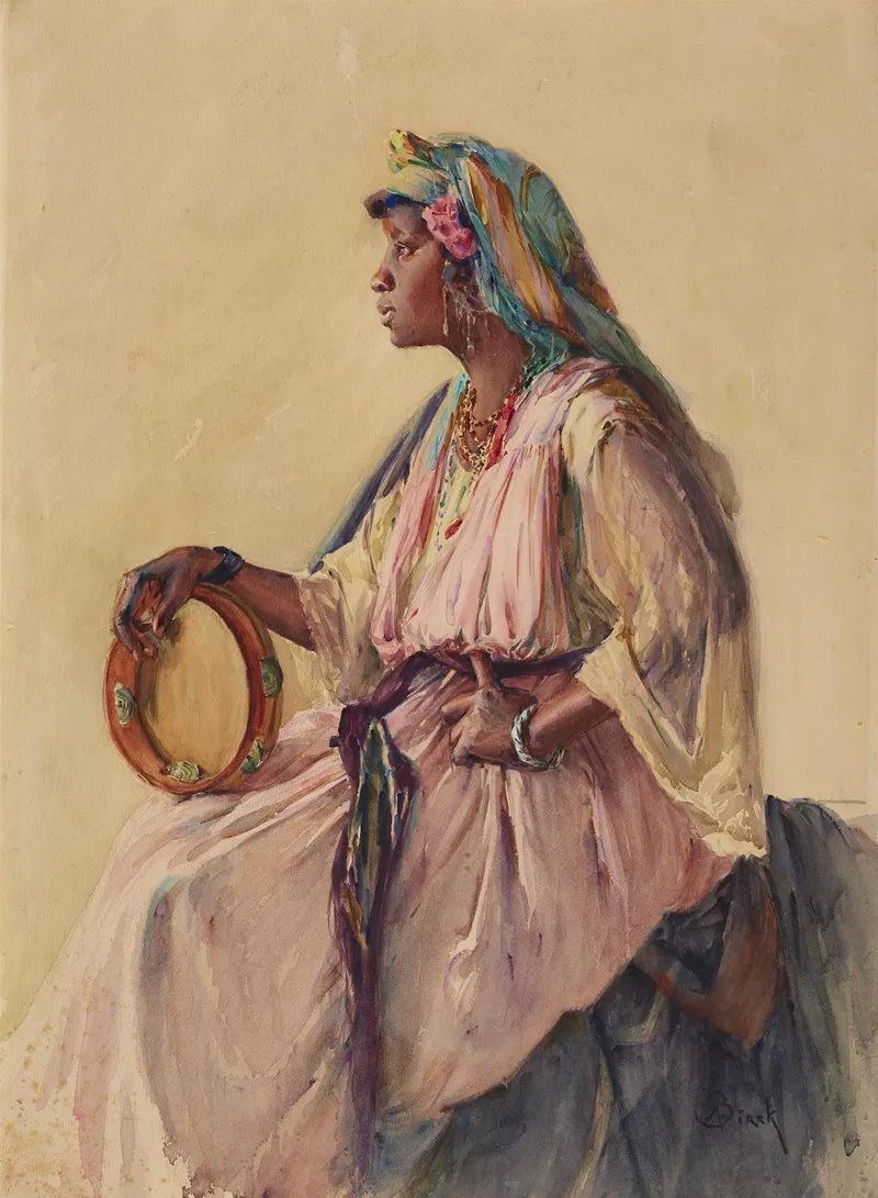 Algerische Tanzerin Mit Und Tambourin Wall Art by Alphonse Birck - High-Resolution Digital Print