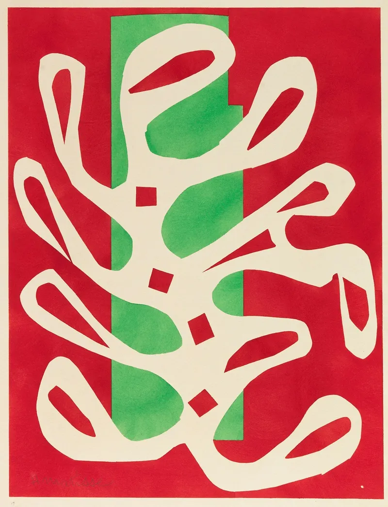 Algue Blanche Sur Fond Rouge Et Vert Wall Art by Henri Matisse - High-Resolution Digital Print