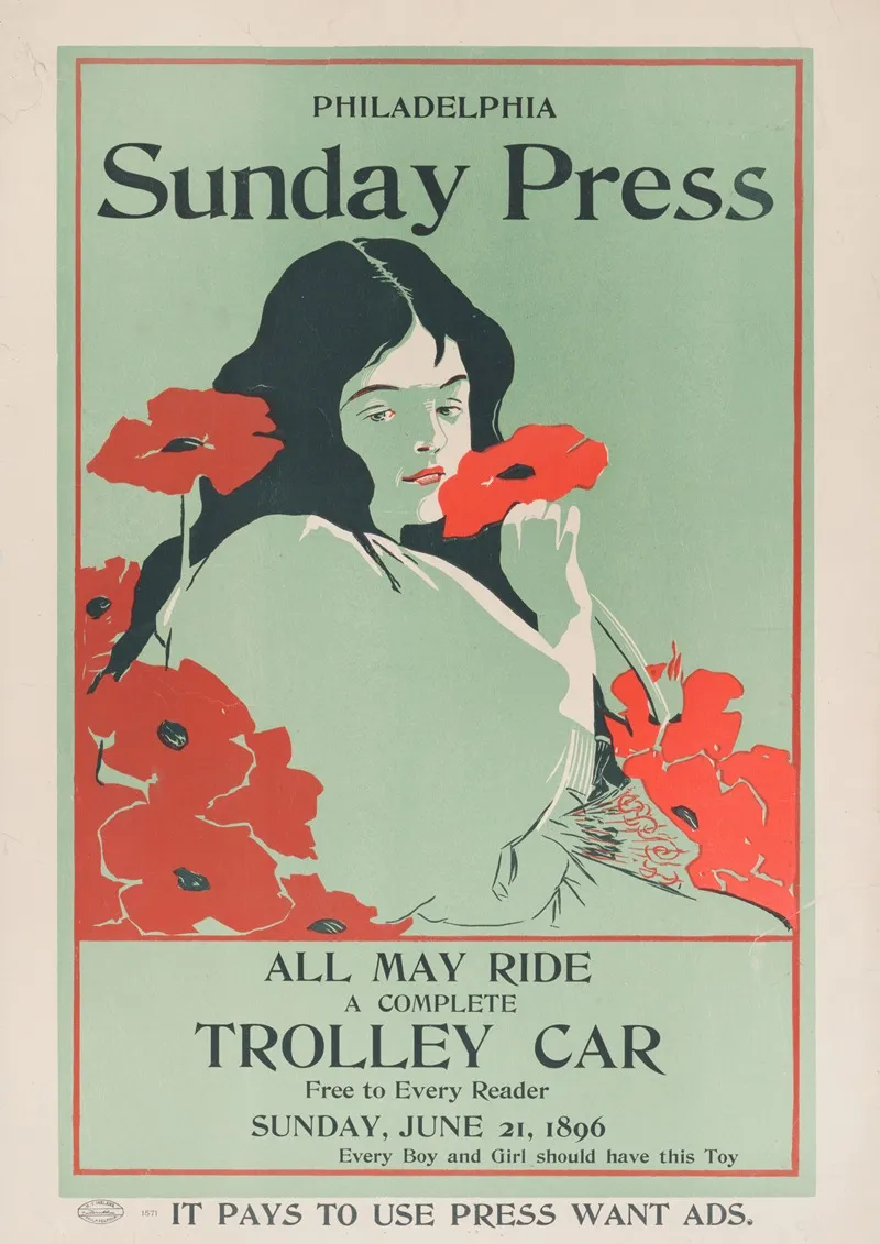 All May Ride A Complete Trolley Car Free To Every Reader Sunday Jun 21 1896 Wall Art by George Reiter Brill - High-Resolution Digital Print