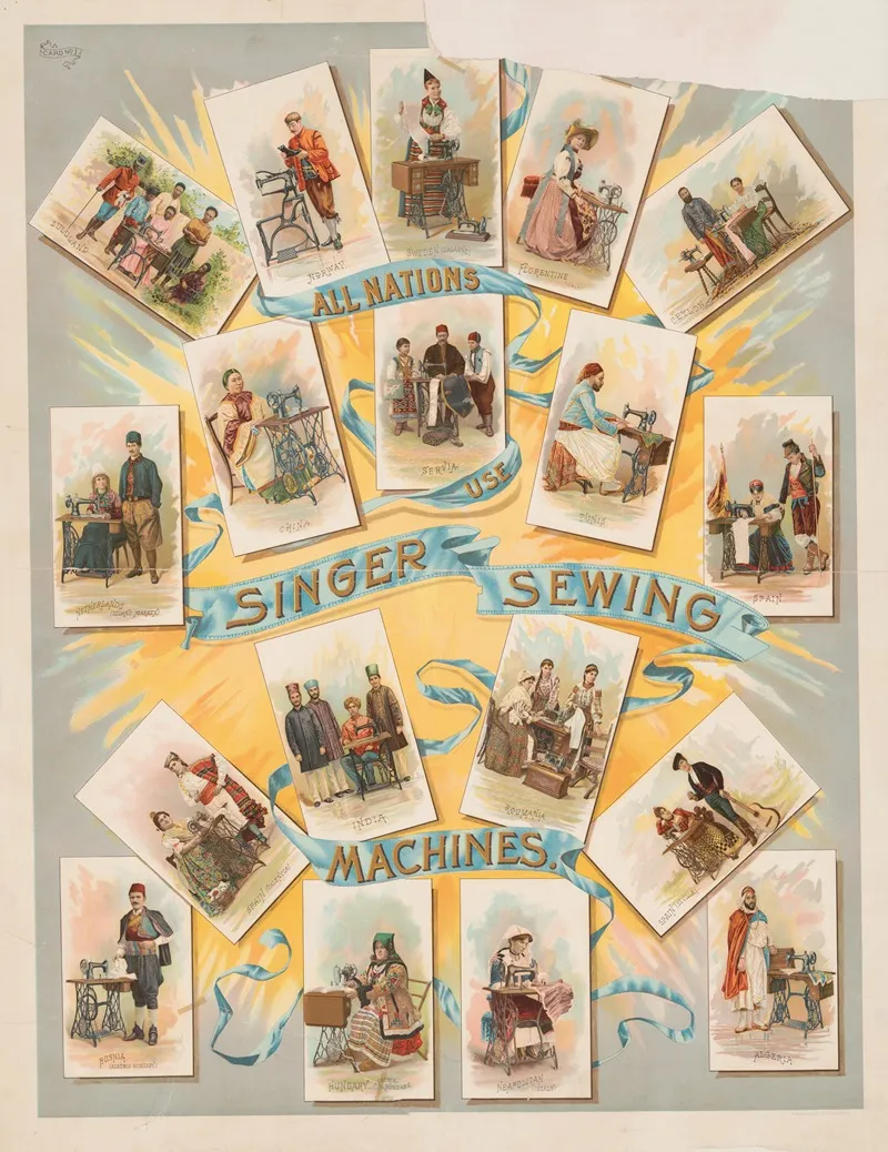 All Nations Use Singer Sewing Machines 2 Wall Art by J. Ottmann Lith. Co. - High-Resolution Digital Print
