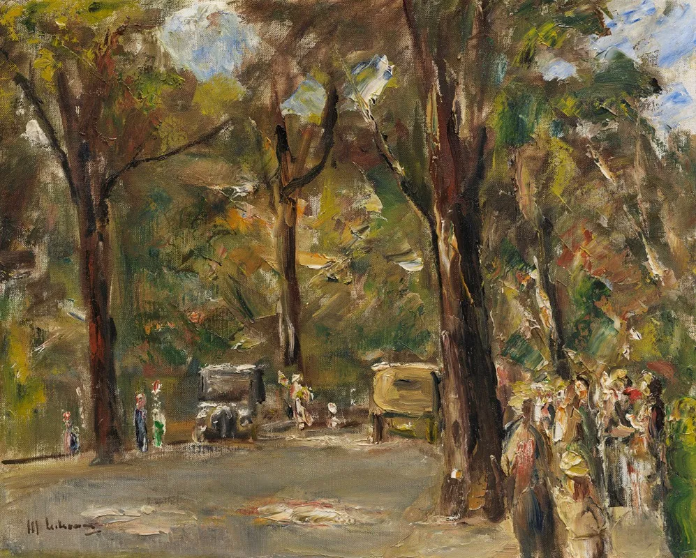 Allee Mit Spaziergangern Und Automobilen Wall Art by Max Liebermann - High-Resolution Digital Print