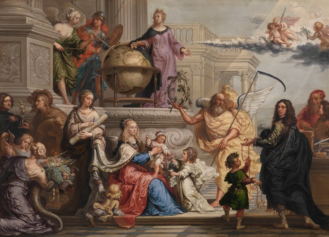 Allegorical Adoration Of The Birth Of A Prince Wall Art by Jan Ykens - High-Resolution Digital Print