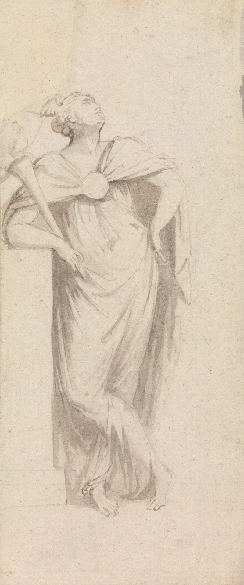 Allegorical Female Figure Holding A Flaming Torch Wall Art by John Bacon - High-Resolution Digital Print