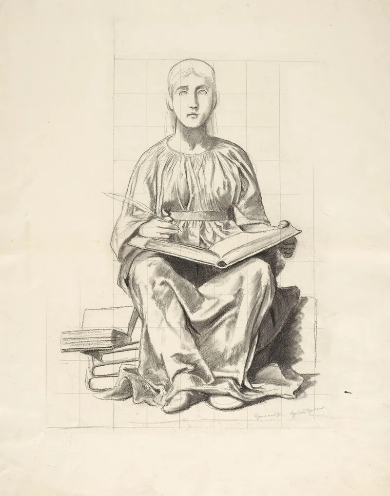 Allegorical Figure With A Book Wall Art by Hans Thoma - High-Resolution Digital Print