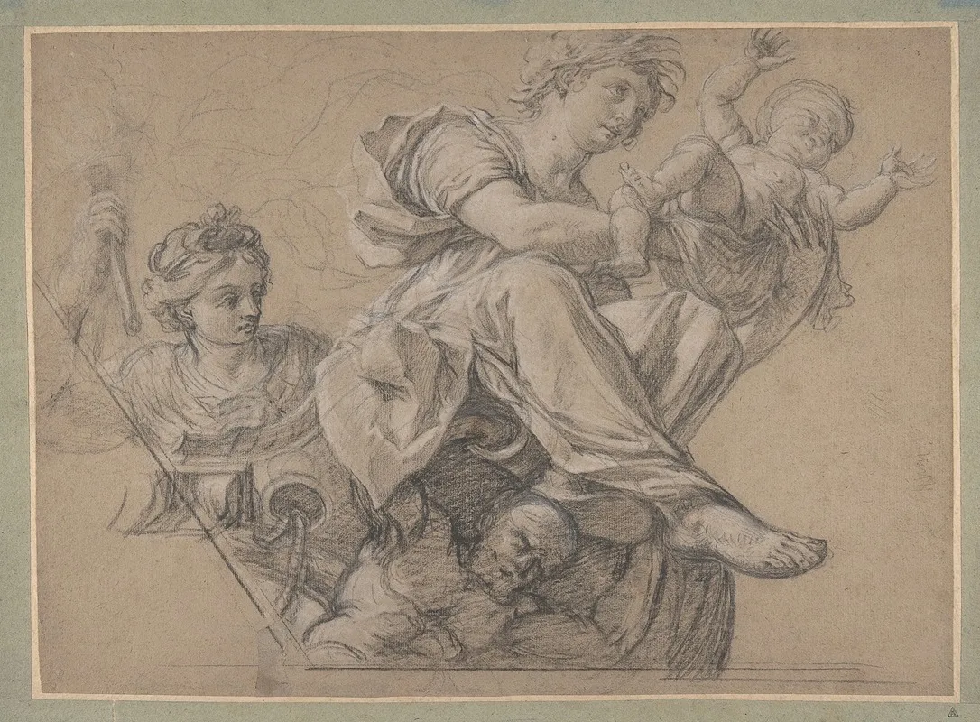 Allegorical Figures For A Ceiling Decoration