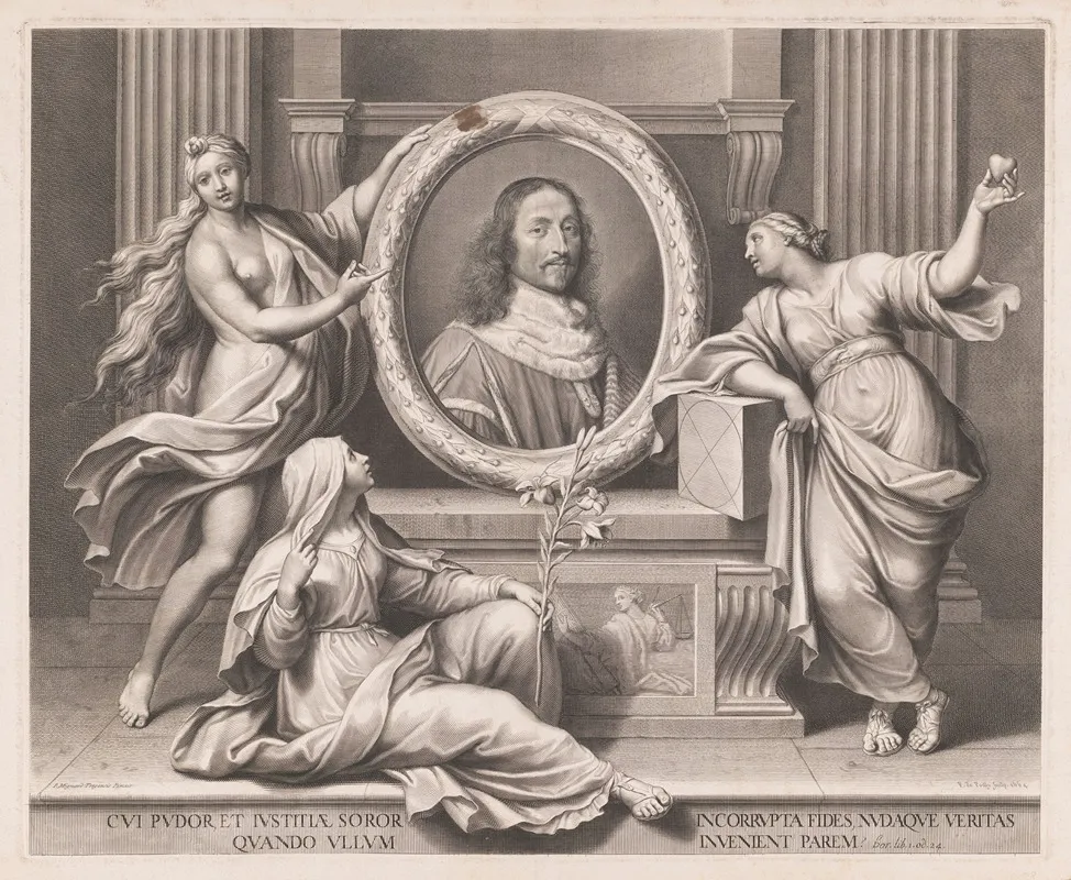 Allegorical Portrait Of Guillaume De Lamoignon Wall Art by Francois de Poilly - High-Resolution Digital Print