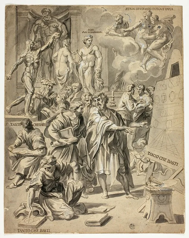 Allegorical Scene In Artists Studio Wall Art by After Carlo Maratti - High-Resolution Digital Print