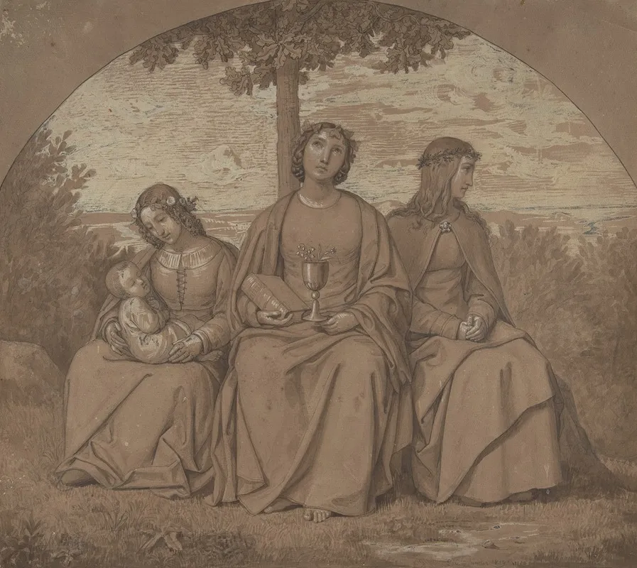 Allegories Of Faith Hope And Charity Wall Art by Heinrich Maria Von Hess - High-Resolution Digital Print