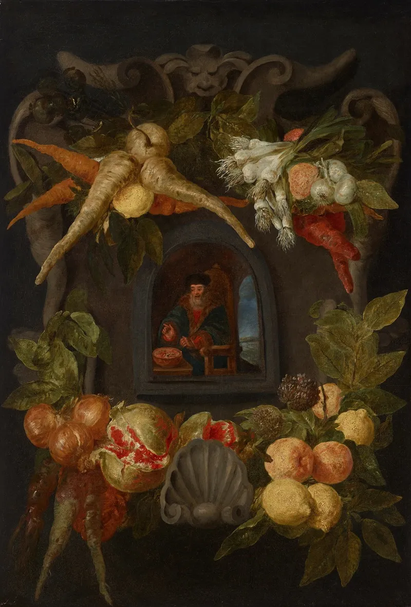 Allegories Of The Four Seasons Surrounded By Garlands Of Seasonal Flowers And Fruits 1 Wall Art by Jan Fyt - High-Resolution Digital Print
