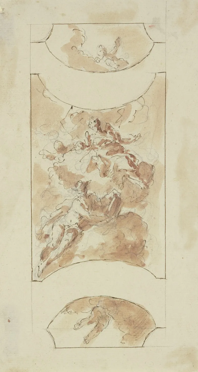 Allegorische Figurengruppe Mit Putten Auf Wolken