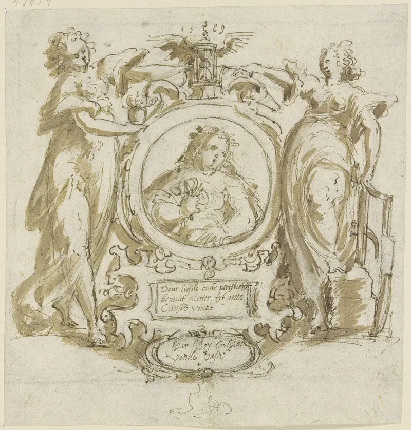 Allegorisches Titelblattp Deur Liefde Ende Neersticheijt Wall Art by Crispijn van de Passe the Elder - High-Resolution Digital Print