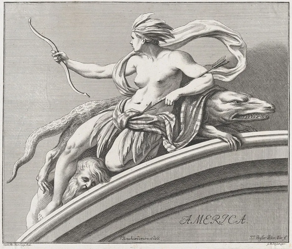 Allegory Of America From The Four Continents 3 Wall Art by Johann Justin Preissler - High-Resolution Digital Print
