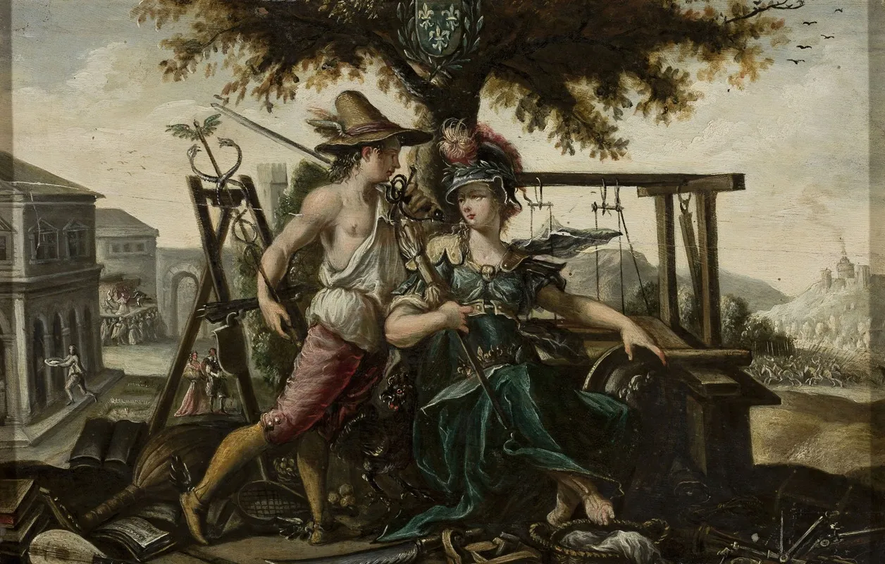 Allegory Of France With Athena And Hermes Wall Art by Flemish Painter - High-Resolution Digital Print