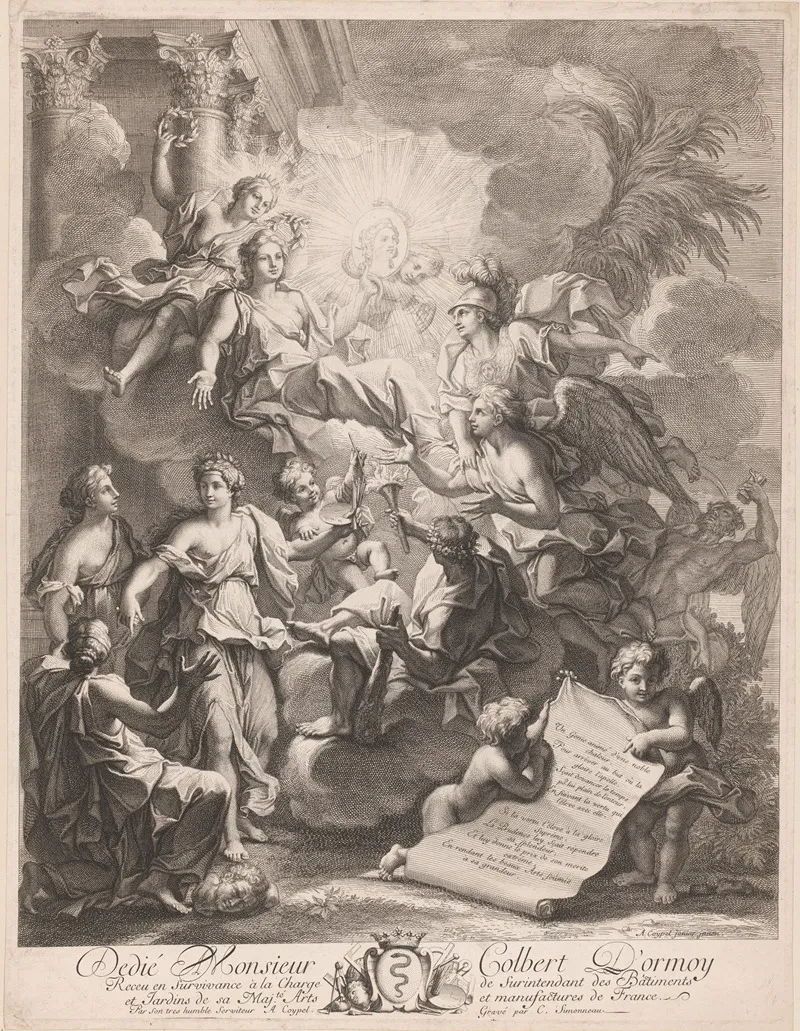 Allegory Of Jean Baptiste Michel Colbert Wall Art by Charles-Louis Simonneau - High-Resolution Digital Print