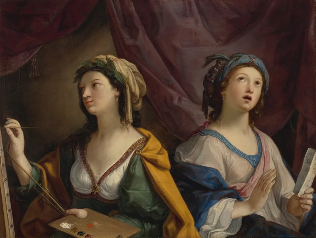 Allegory Of Painting And Music Wall Art by Giovanni Andrea Sirani - High-Resolution Digital Print