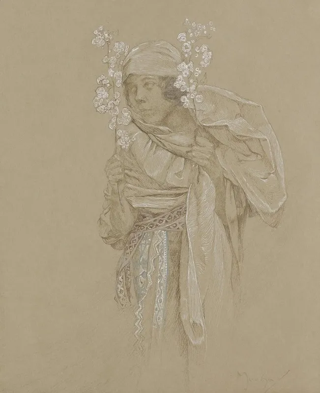Allegory Of Spring 5 Wall Art by Alphonse Mucha - High-Resolution Digital Print