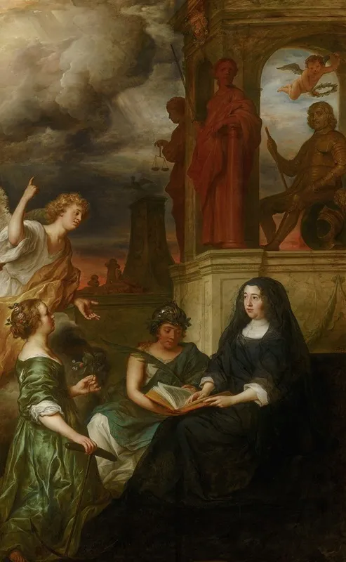 Allegory On The Memory Of Stadholder Frederik Hendrik 1584 1647 With A Portrait Of His Widow Amalia Of Solms Braunfels 1602 1675 Wall Art by Govert Flinck - High-Resolution Digital Print