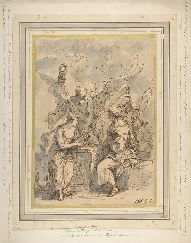 Allegory With Figures Of Hope Time And Death Wall Art by Sebastiano Ricci - High-Resolution Digital Print