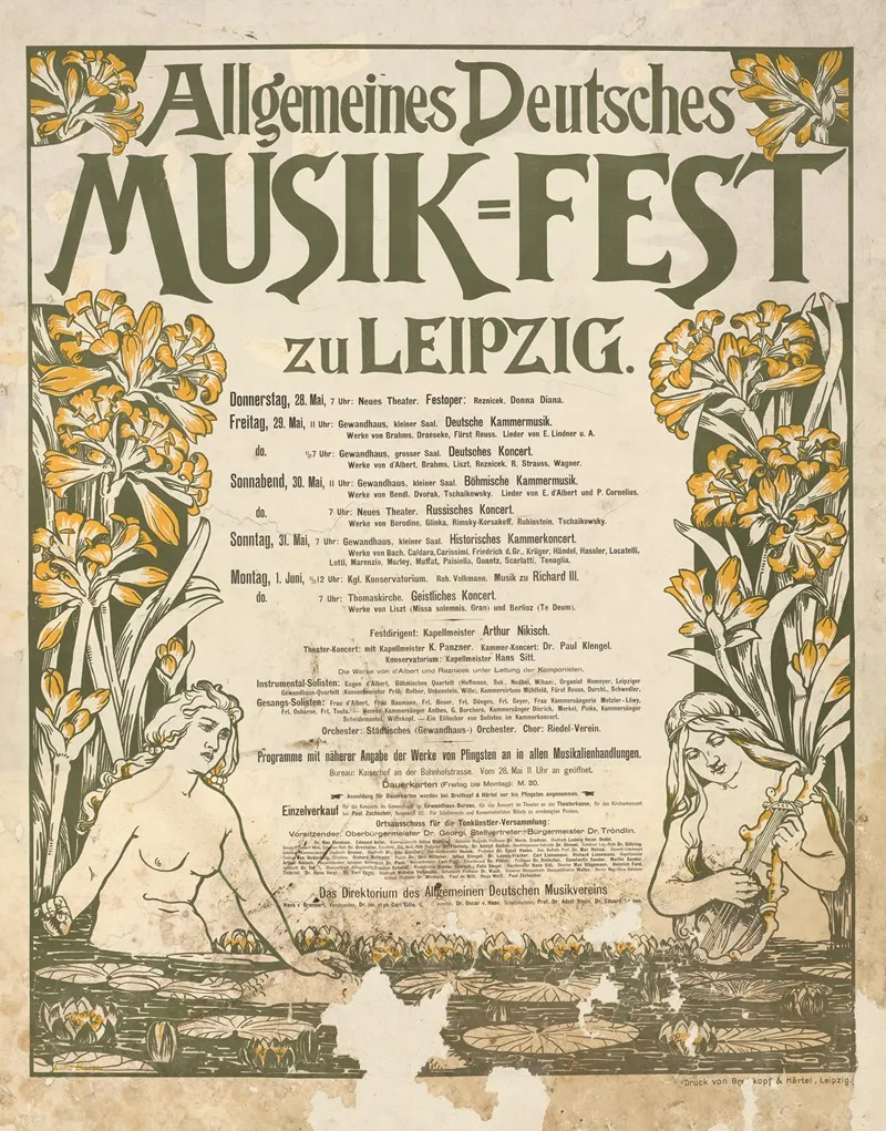 Allgemeines Deutsches Musikfest Zu Leipzig 1897 Wall Art by Lina Burger - High-Resolution Digital Print
