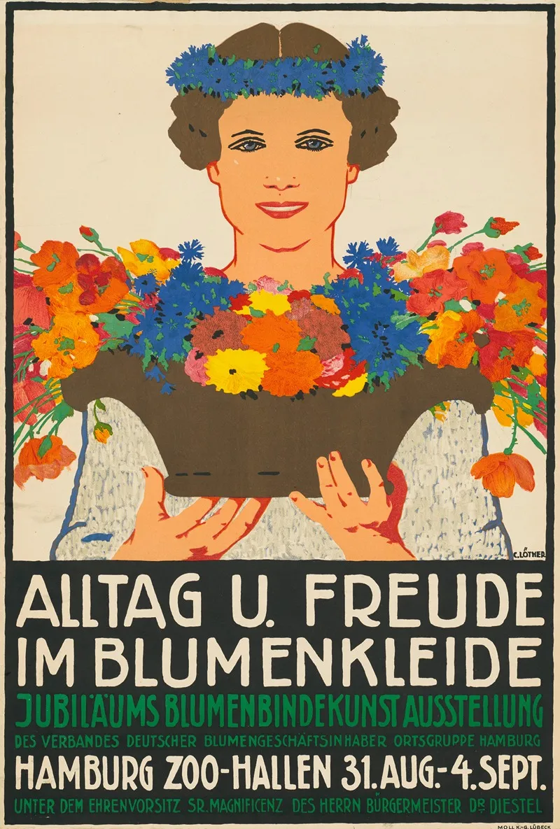 Alltag Und Freude Im Blumenkleide Jubilaums Blumenbindekunstausstellung Ausstellung Hamburg Zoo Hallen Wall Art by Carl Löther - High-Resolution Digital Print