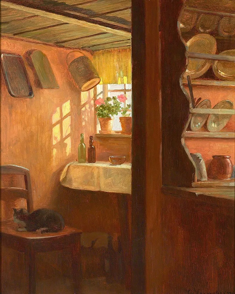 Almueinterior Med Sollys Gennem Vindue Wall Art by Gustav Vermehren - High-Resolution Digital Print
