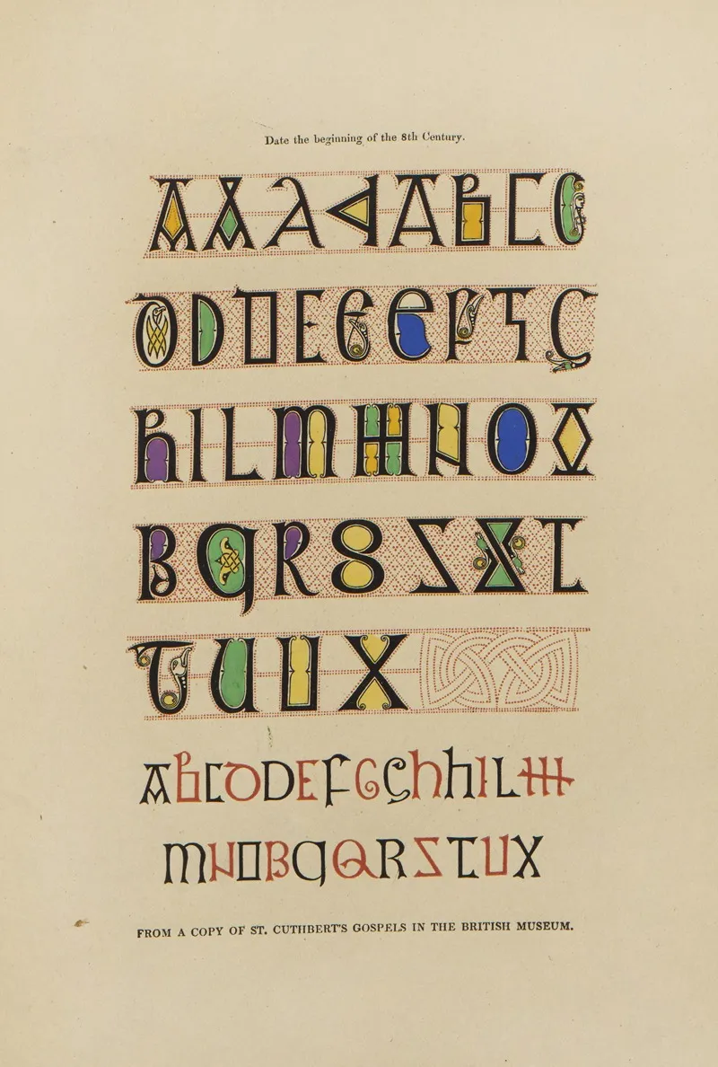 Alphabets Numerals And Devices Of The Middle Ages Pl 01 Wall Art by Henry Shaw - High-Resolution Digital Print