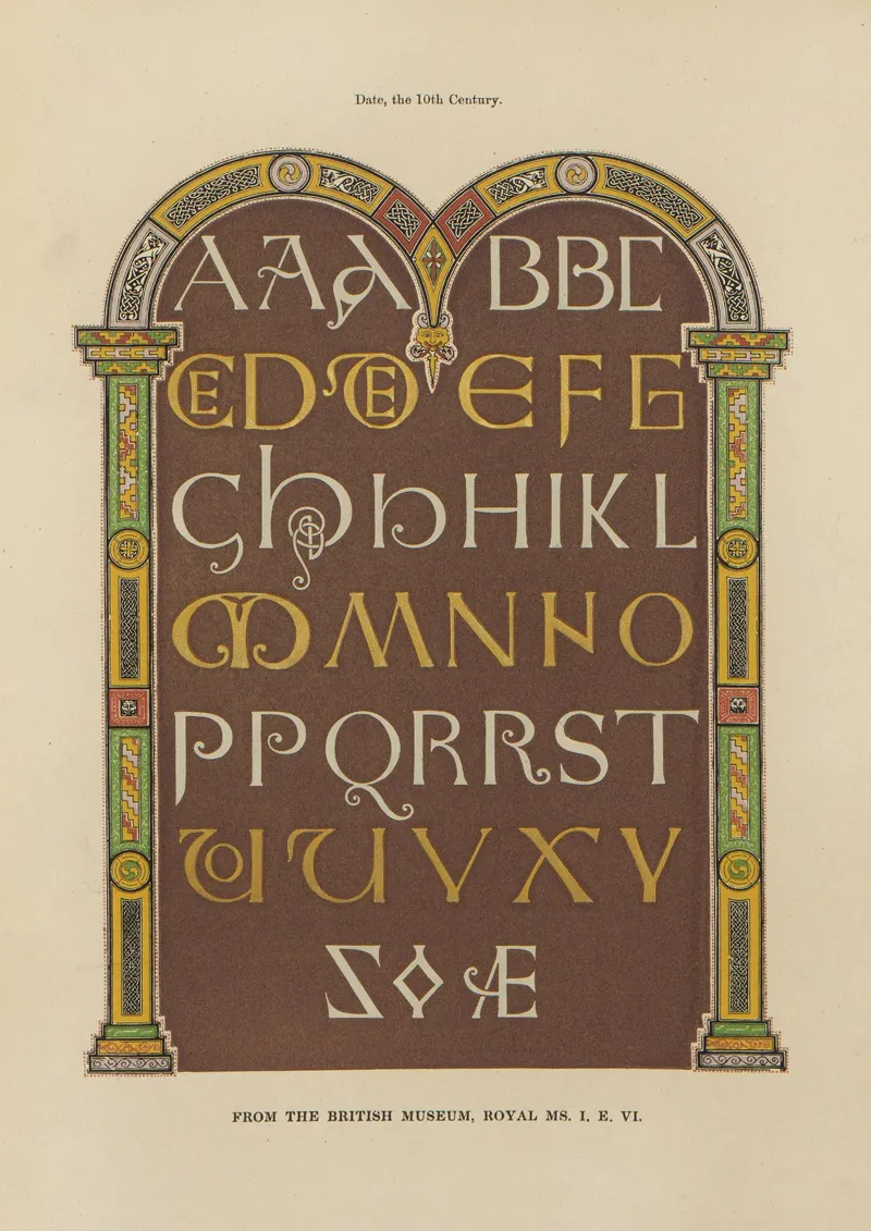 Alphabets Numerals And Devices Of The Middle Ages Pl 02 Wall Art by Henry Shaw - High-Resolution Digital Print
