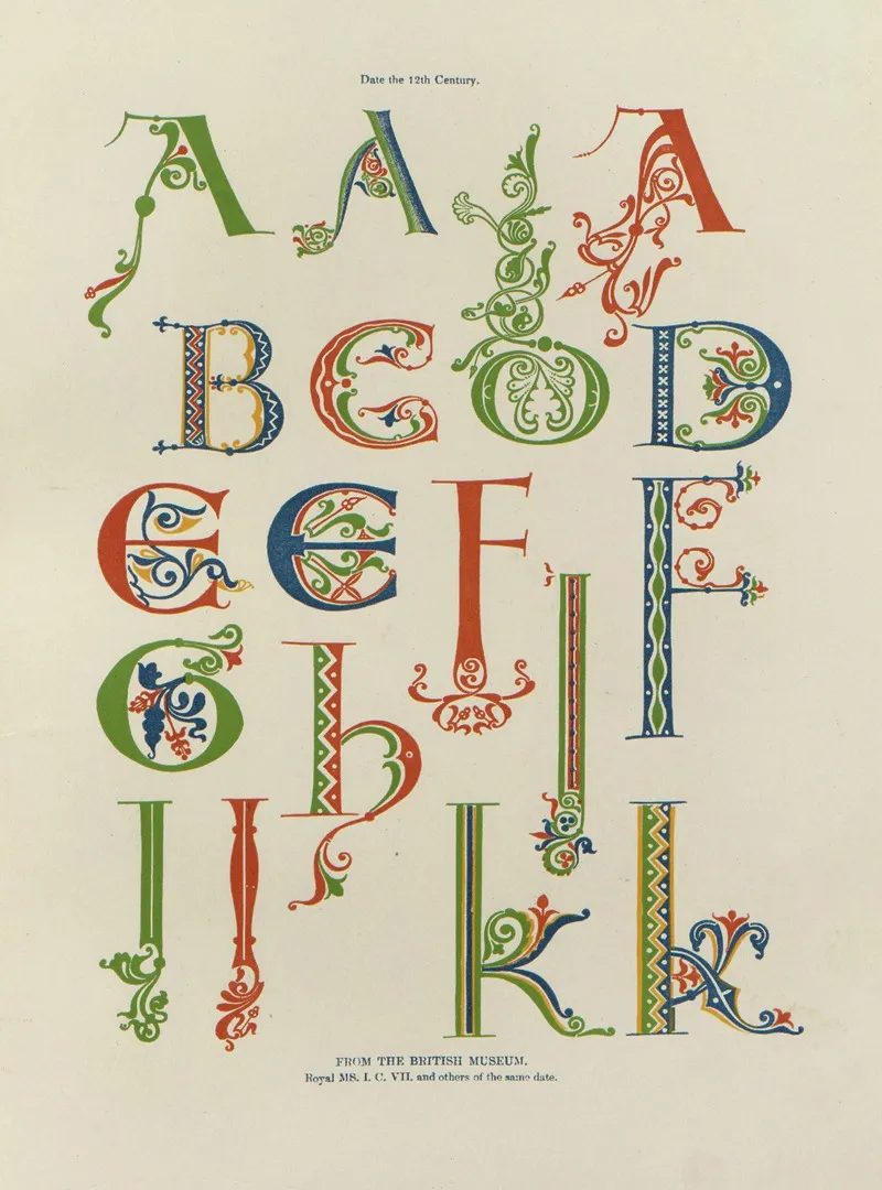 Alphabets Numerals And Devices Of The Middle Ages Pl 04 Wall Art by Henry Shaw - High-Resolution Digital Print
